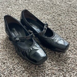 Paul Green black patent leather square toe Mary Jane flat